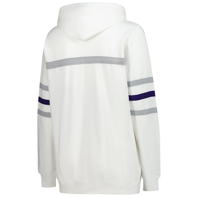 Sweat à capuche rétro Mitchell & Ness blanc grande taille pour femme, entraîneur-chef des Ravens de Baltimore