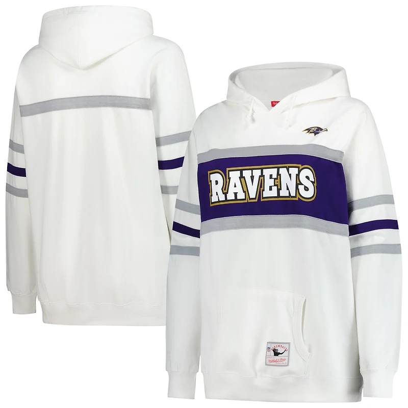 Sweat à capuche rétro Mitchell & Ness blanc grande taille pour femme, entraîneur-chef des Ravens de Baltimore