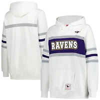 Sweat à capuche rétro Mitchell & Ness blanc grande taille pour femme, entraîneur-chef des Ravens de Baltimore