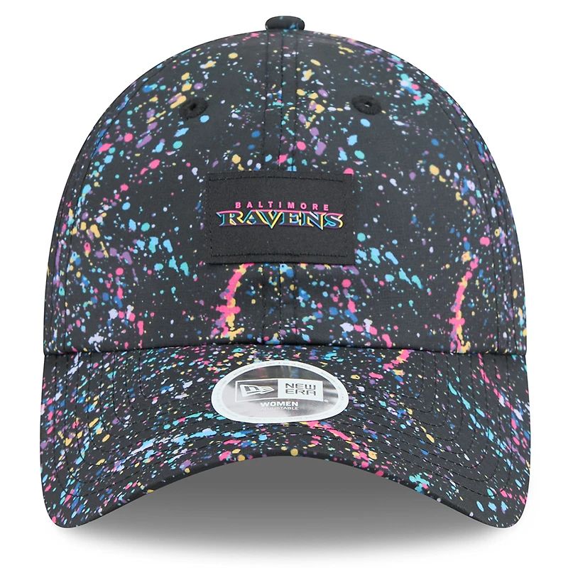 Women's New Era Black Baltimore Ravens 2025 NFL Crucial Catch Pony Tail Adjustable Hat