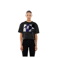 T-shirt court boxy sport noir délavé minéral Baltimore Ravens pour femme New Era