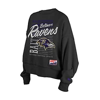 Sweat-shirt ras du cou surdimensionné noir Baltimore Ravens pour femme New Era