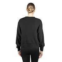 Women's New Era Black Baltimore Ravens Oversized Throwback Mineral Wash Crew Neck Sweatshirt