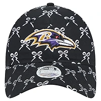 Casquette ajustable New Era noire Baltimore Ravens Ribbon 9TWENTY pour femme