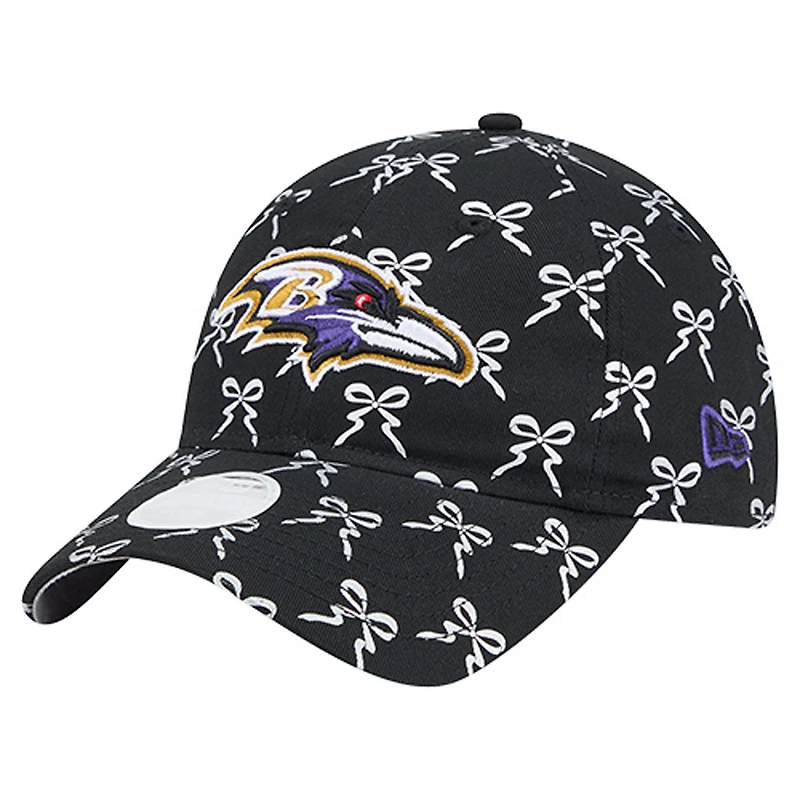 Casquette ajustable New Era noire Baltimore Ravens Ribbon 9TWENTY pour femme