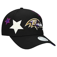Women's New Era  Black Baltimore Ravens  Stardom A-Frame 9FORTY Adjustable Hat