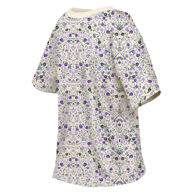 T-shirt à col rond floral Glam Game de Baltimore Ravens New Era pour femme, couleur crème