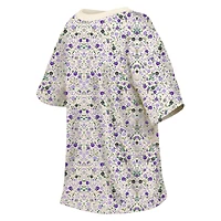 T-shirt à col rond floral Glam Game de Baltimore Ravens New Era pour femme, couleur crème