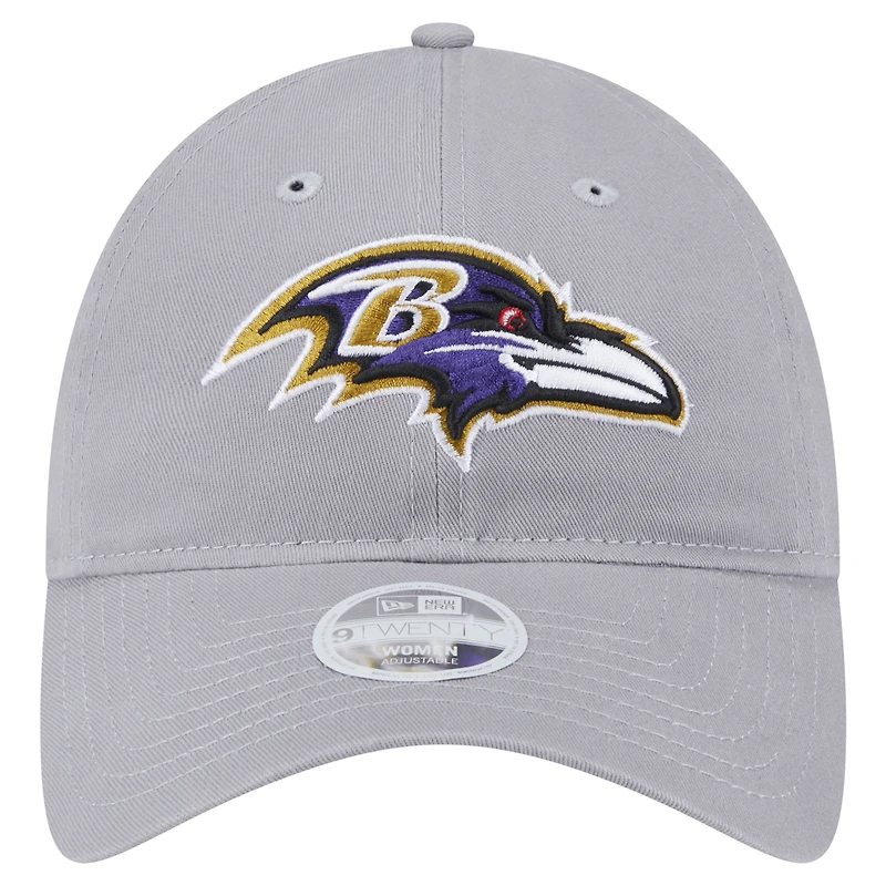 Casquette ajustable Main 9TWENTY des Baltimore Ravens de New Era pour femme, gris