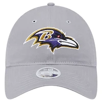 Casquette ajustable Main 9TWENTY des Baltimore Ravens de New Era pour femme, gris