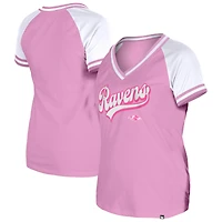 Women's New Era Pink Baltimore Ravens Mommy & Me V-Neck T-Shirt