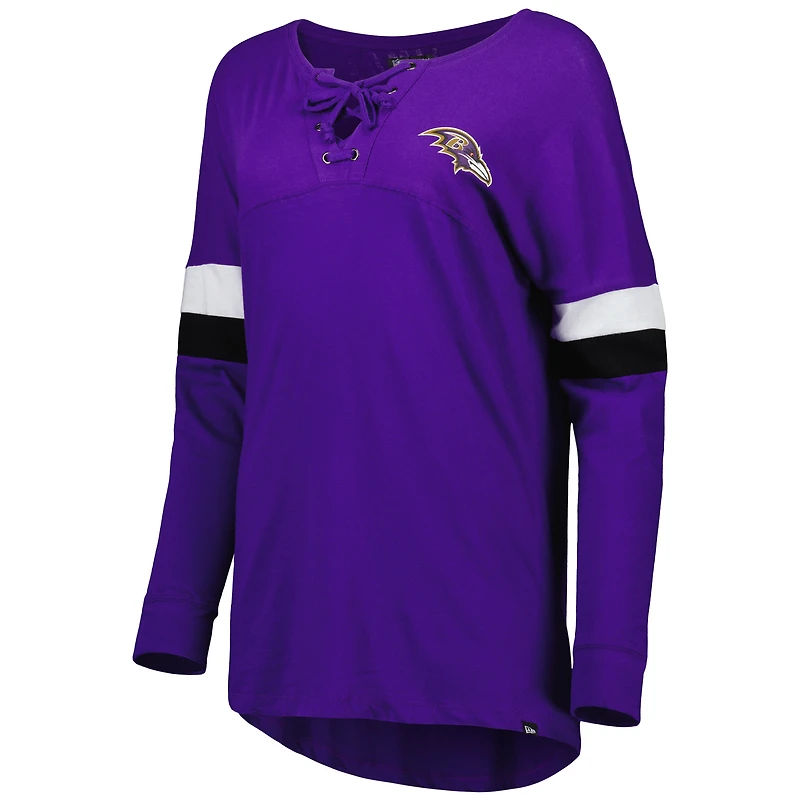 T-shirt à manches longues léger lacets pour femme Baltimore Ravens Athletic Varsity New Era violet