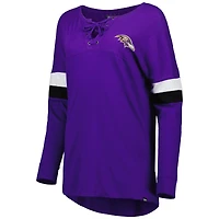 T-shirt à manches longues léger lacets pour femme Baltimore Ravens Athletic Varsity New Era violet