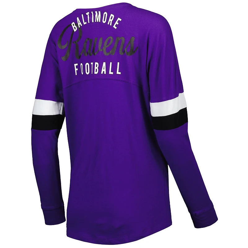 T-shirt à manches longues léger lacets pour femme Baltimore Ravens Athletic Varsity New Era violet