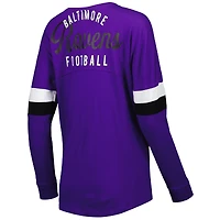 T-shirt à manches longues léger lacets pour femme Baltimore Ravens Athletic Varsity New Era violet
