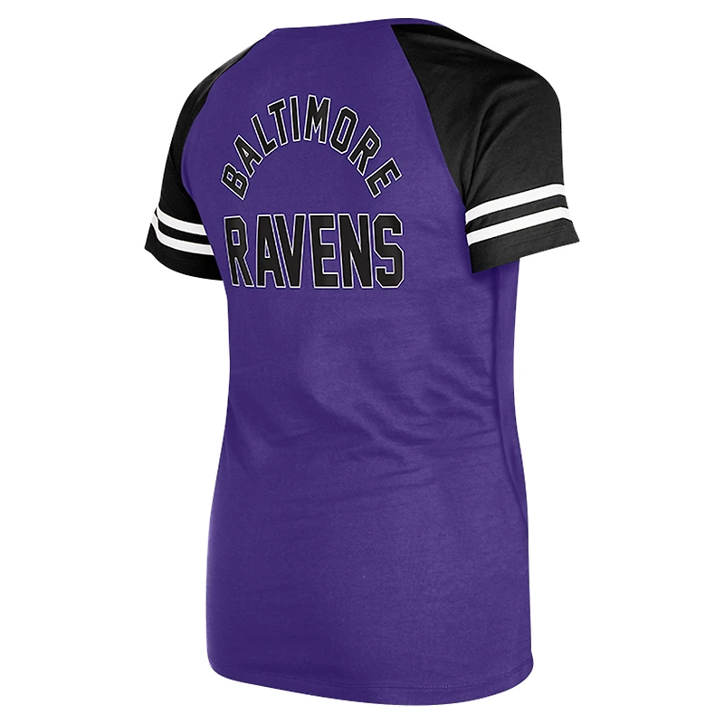 T-shirt raglan à lacets violet Baltimore Ravens New Era pour femme