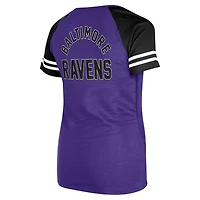 T-shirt raglan à lacets violet Baltimore Ravens New Era pour femme