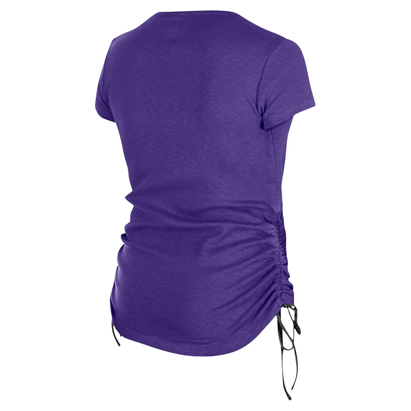 T-shirt violet froncé sur le côté des Ravens de Baltimore New Era pour femme