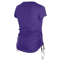T-shirt violet froncé sur le côté des Ravens de Baltimore New Era pour femme