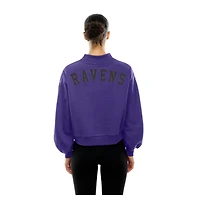 Women's New Era Purple Baltimore Ravens Sport Night Mock Neck Balloon Sleeve Pullover Sweatshirt