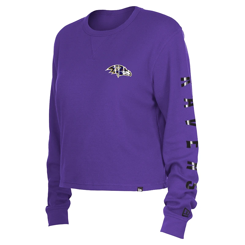 T-shirt court à manches longues Thermal Baltimore Ravens pour femme New Era violet