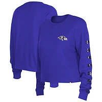 T-shirt court à manches longues Thermal Baltimore Ravens pour femme New Era violet