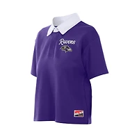 Polo court et ample New Era violet des Baltimore Ravens pour femme