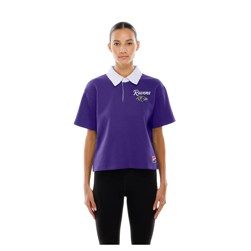 Polo court et ample New Era violet des Baltimore Ravens pour femme