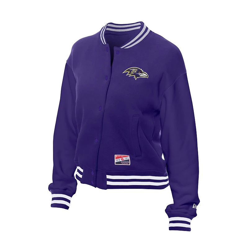 Women's New Era  Purple Baltimore Ravens Throwback Fleece Full-Snap Jacket