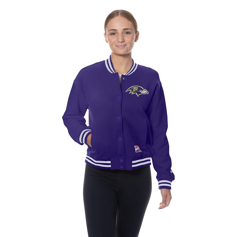 Women's New Era  Purple Baltimore Ravens Throwback Fleece Full-Snap Jacket