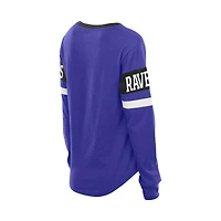 T-shirt à manches longues lacets New Era violet pour femme Baltimore Ravens