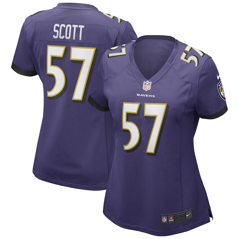 Maillot de joueur retraité Nike Bart Scott violet Baltimore Ravens Game pour femme