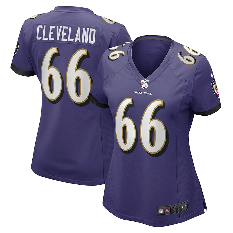 Maillot de match Nike Ben Cleveland violet Baltimore Ravens pour femme