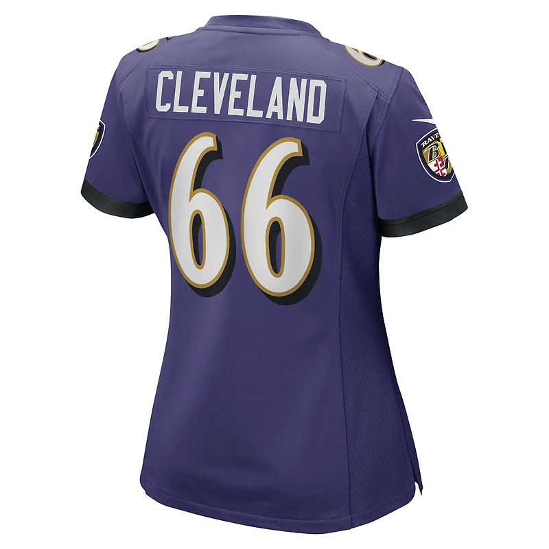 Maillot de match Nike Ben Cleveland violet Baltimore Ravens pour femme