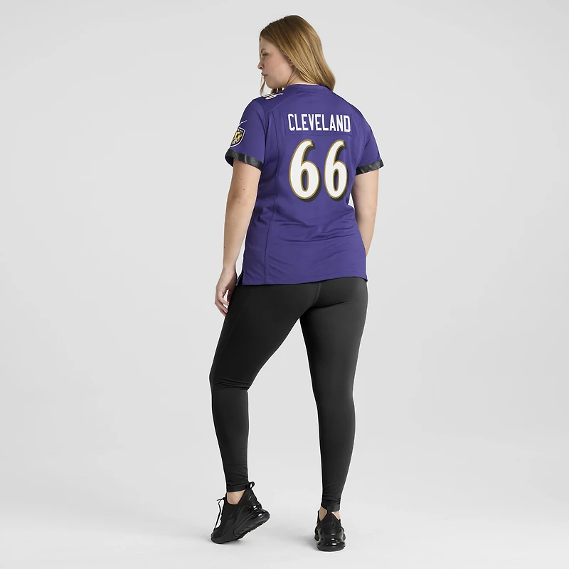 Maillot de match Nike Ben Cleveland violet Baltimore Ravens pour femme