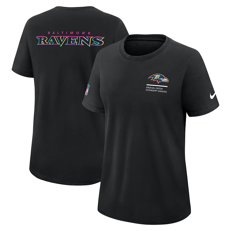 T-shirt Nike noir pour femme Baltimore Ravens NFL Crucial Catch Tri-Blend Dri-FIT 2025
