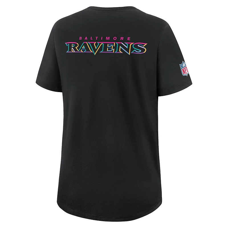 T-shirt Nike noir pour femme Baltimore Ravens NFL Crucial Catch Tri-Blend Dri-FIT 2025