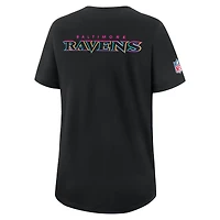 T-shirt Nike noir pour femme Baltimore Ravens NFL Crucial Catch Tri-Blend Dri-FIT 2025