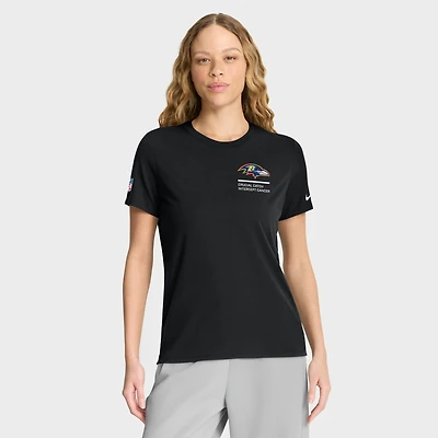 T-shirt Nike noir pour femme Baltimore Ravens NFL Crucial Catch Tri-Blend Dri-FIT 2025