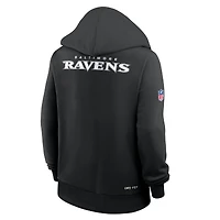 Women's Nike Black Baltimore Ravens 2025 Sideline Standard Issue Initial Home Dri-FIT Hoodie