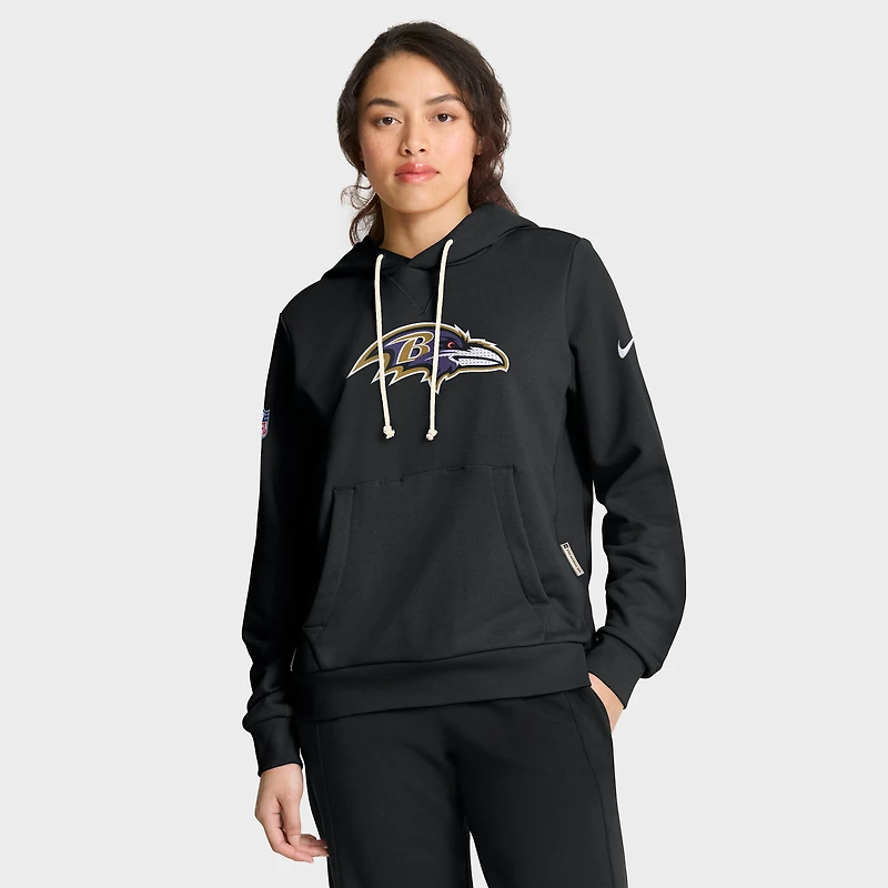 Women's Nike Black Baltimore Ravens 2025 Sideline Standard Issue Initial Home Dri-FIT Hoodie