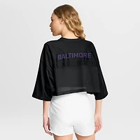Women's Nike Black Baltimore Ravens Primetime Cropped Mesh Dri-FIT Fashion Jersey