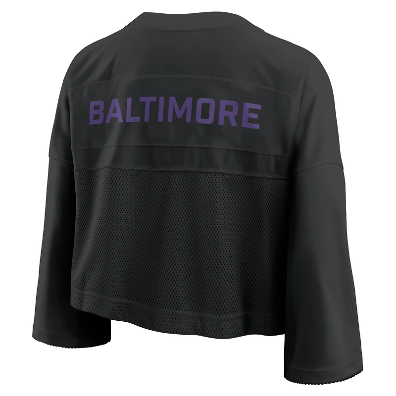 Women's Nike Black Baltimore Ravens Primetime Cropped Mesh Dri-FIT Fashion Jersey