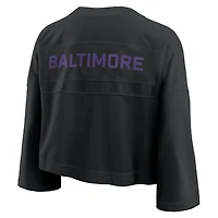 Women's Nike Black Baltimore Ravens Primetime Cropped Mesh Dri-FIT Fashion Jersey