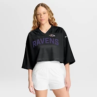 Women's Nike Black Baltimore Ravens Primetime Cropped Mesh Dri-FIT Fashion Jersey