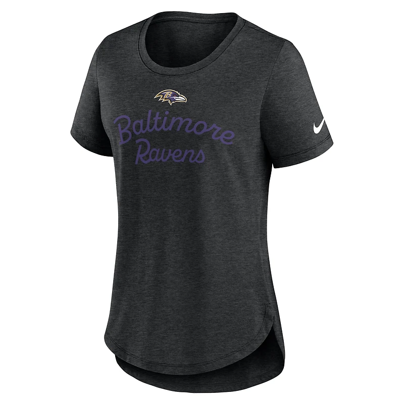 T-shirt Nike noir à trois bandes Baltimore Ravens pour femme