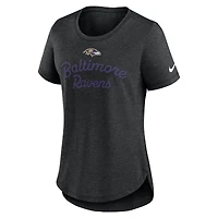 T-shirt Nike noir à trois bandes Baltimore Ravens pour femme