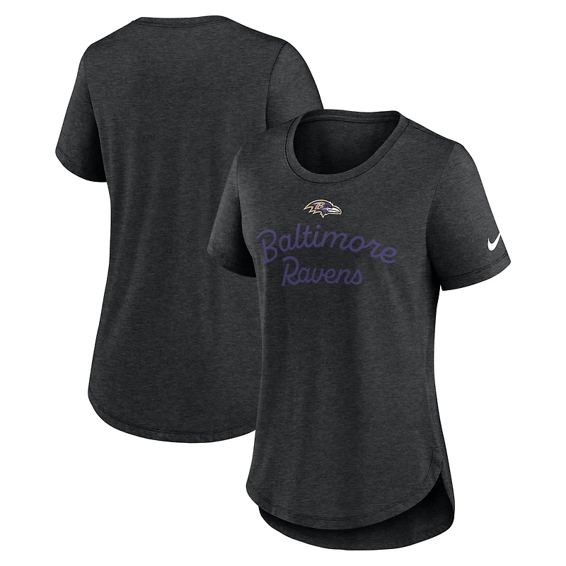 T-shirt Nike noir à trois bandes Baltimore Ravens pour femme