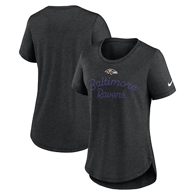T-shirt Nike noir à trois bandes Baltimore Ravens pour femme