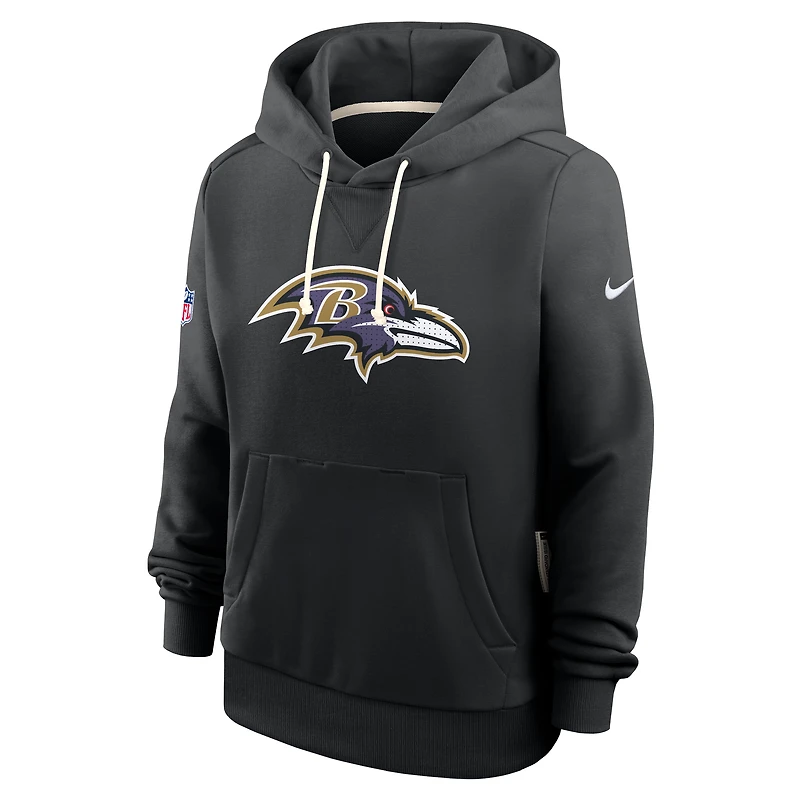 Sweat à capuche Nike noir Baltimore Ravens Sideline Standard Issue Initial Home Dri-FIT pour femme
